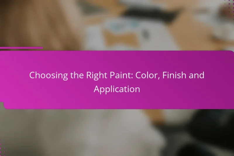 Choosing the Right Paint: Color, Finish and Application