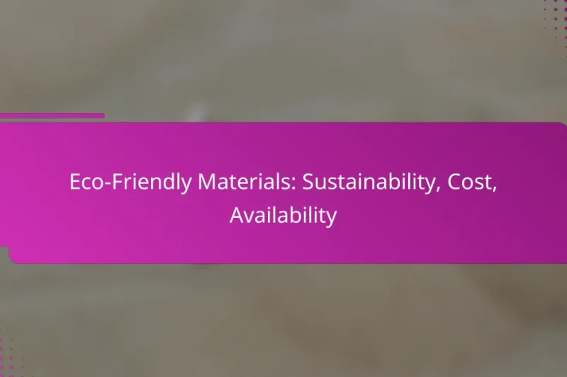 Eco-Friendly Materials: Sustainability, Cost, Availability
