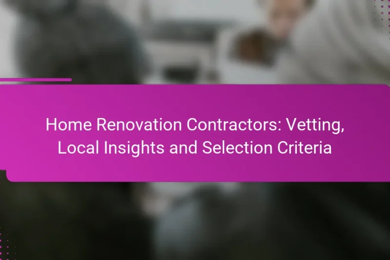 Home Renovation Contractors: Vetting, Local Insights and Selection Criteria
