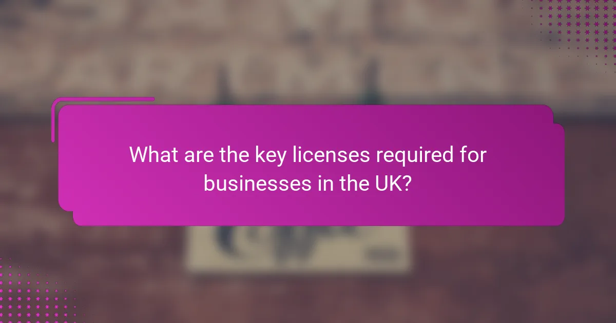 What are the key licenses required for businesses in the UK?