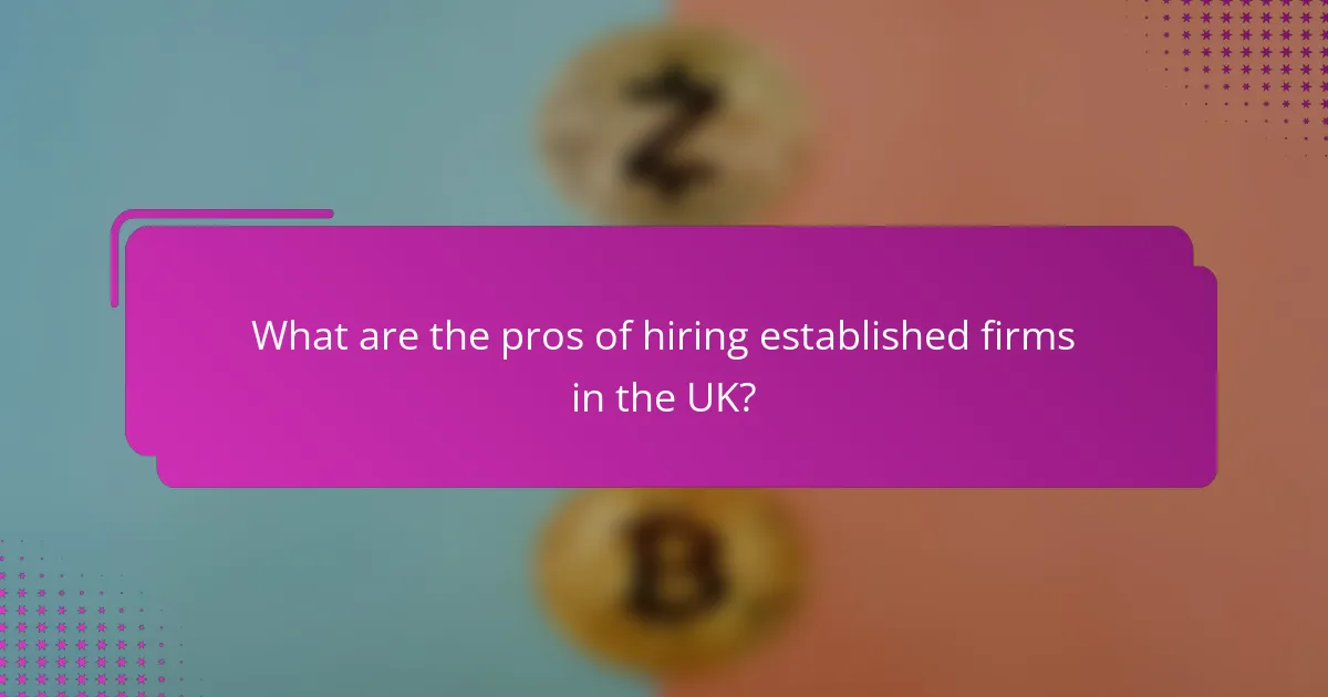 What are the pros of hiring established firms in the UK?